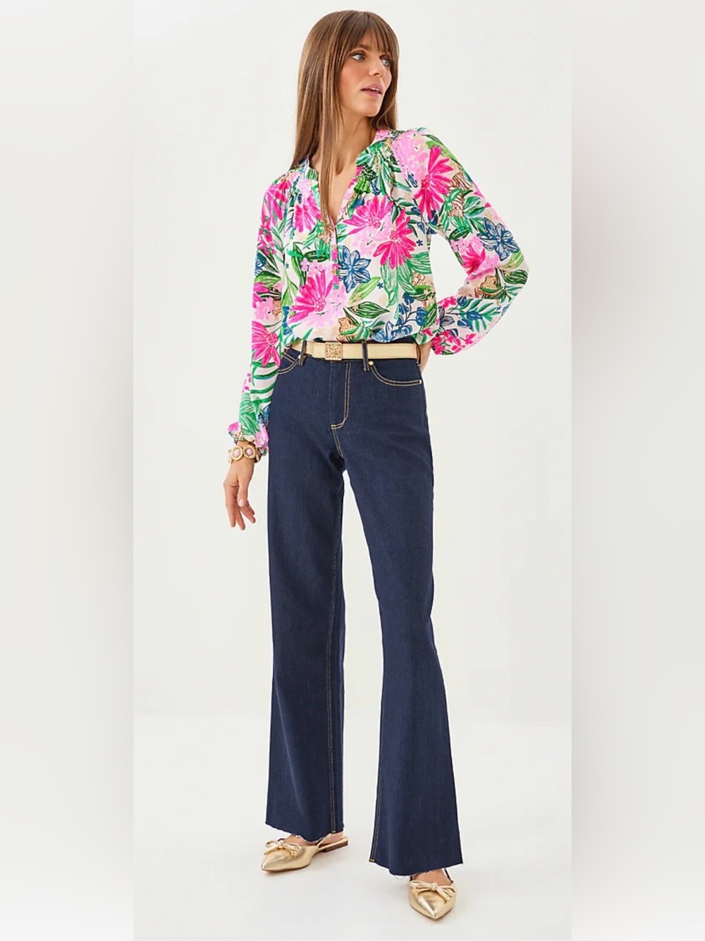 Lilly Pulitzer Aniston High-Rise Straight Leg Dark Denim Jeans Size 12 Great